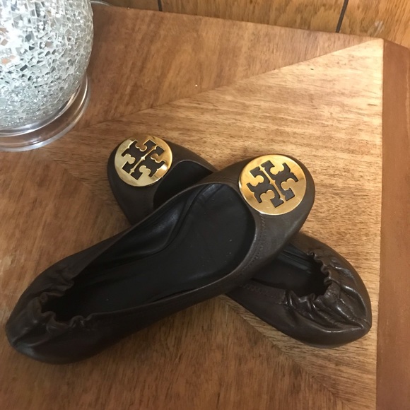 Tory Burch Reva Leather Ballet Flats 7-M - Picture 2 of 11